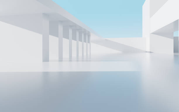 istock Abstract outdoor geometric building, 3d rendering. 1687738060