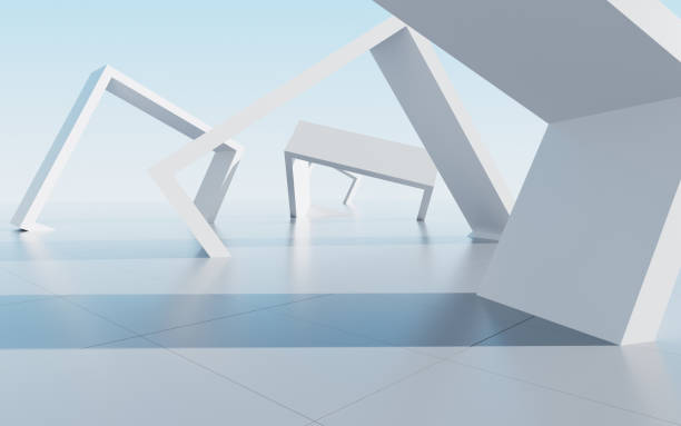 istock Abstract outdoor geometric building, 3d rendering. 1687738085