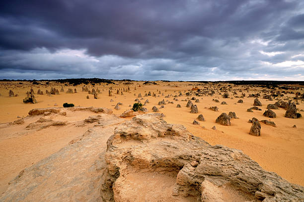 istock Moody sky at Pinnacles Desert in Western Australia 168775322