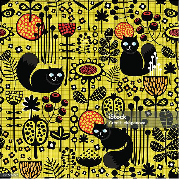 Seamless Pattern With Black Cats Stock Illustration - Download Image Now - Animal, Animal Markings, Art