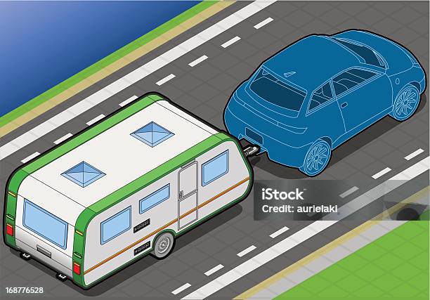 Isométrique Roulotte Sur Le Trajet En Vue De Dos Vecteurs libres de droits et plus d'images vectorielles de Activité de loisirs - Activité de loisirs, Camping, Camping-car