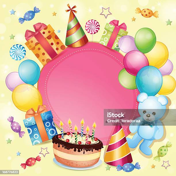 Birthday Card Stock Illustration - Download Image Now - Balloon, Birthday, Birthday Cake