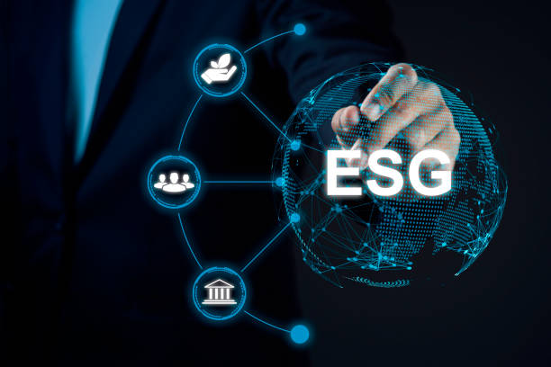 istock Businessman using stylus pen and virtual screen global with ESG icon concept against dark background. 1687772140