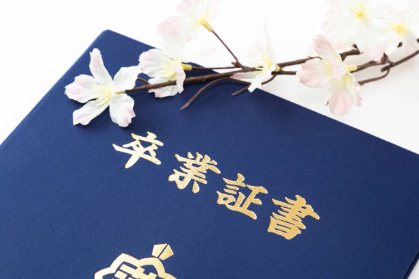 istock Diploma and cherry blossoms on a white background. 1687790454