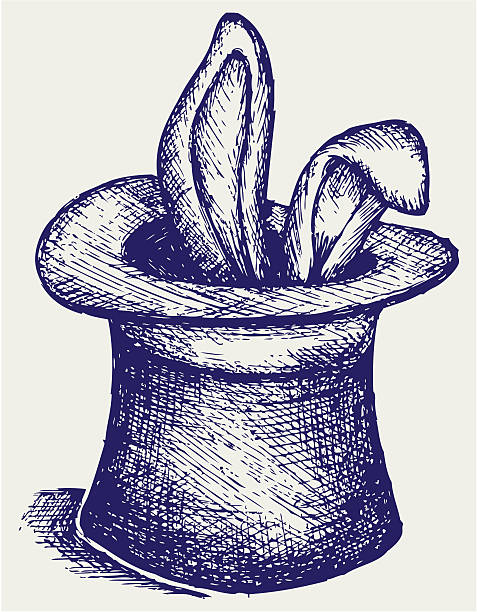 Rabbit in a magician hat vector art illustration