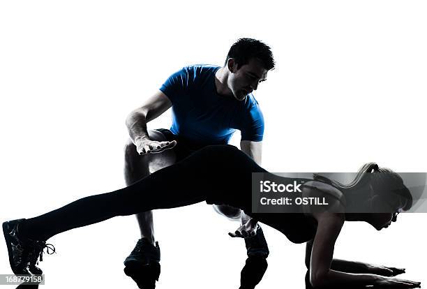 Aerobics Intstructor With Mature Woman Exercising Stock Photo - Download Image Now - Adult, Adults Only, Aerobics