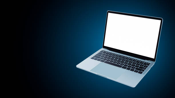 istock Silver laptop with blank white screen. Concepts for advertising and graphic assembly work 1687822816