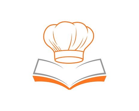 Open book with chef hat above