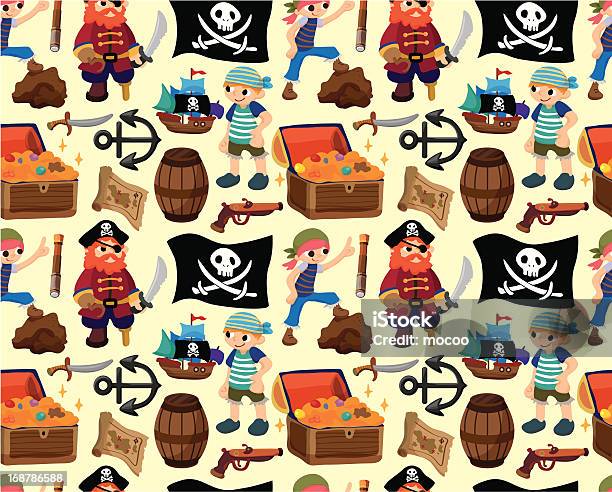 Бесшовные Пиратский Рисунком — стоковая векторная графика и другие изображения на тему Бесшовный узор - Бесшовный узор, Векторная графика, Взрослый