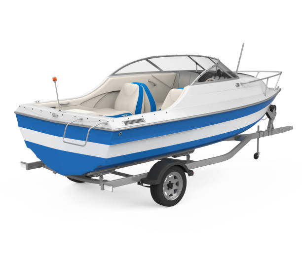istock Speedboat on the Trailer Isolated 1687867212