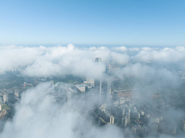 istock Cityscape under advection fog 1687891506