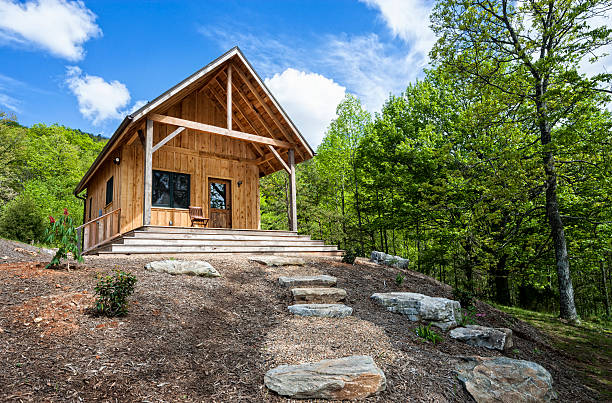 cabaña rústica de las montañas blue ridge - house appalachian mountains architectural feature architectural styles fotografías e imágenes de stock