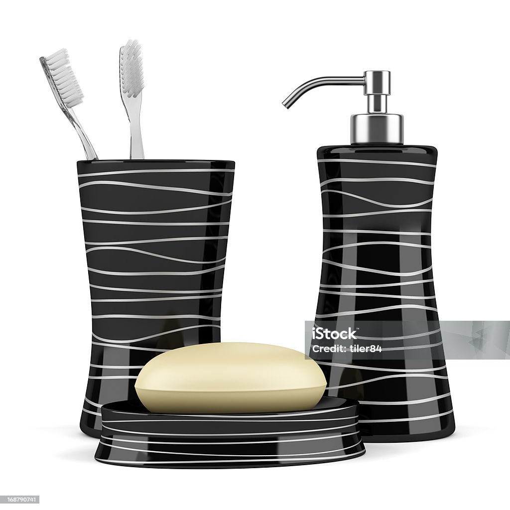 Seife und Zahnbürsten, isoliert auf weißem Hintergrund - Lizenzfrei Fotografie Stock-Foto