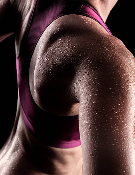 istock Close up of sweat on girl doing exercise 168791233