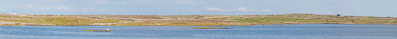 Panoramic view of Rural Connemera coast of Ireland with stone walls