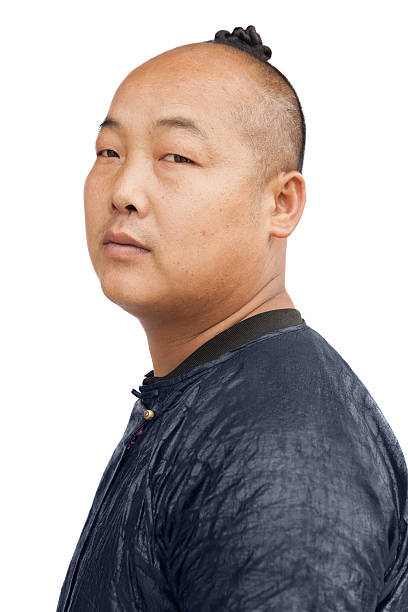 Miao male from Baisha tribe,, sideview on white background