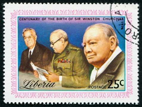 Cancelled Stamp From Liberia Featuring Winston Churchill
