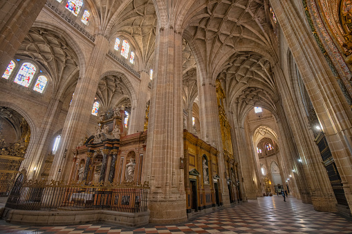 Interior view of Segovia Cathedral, Spain.