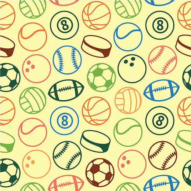 Vector illustration of Vector seamless pattern with sport balls