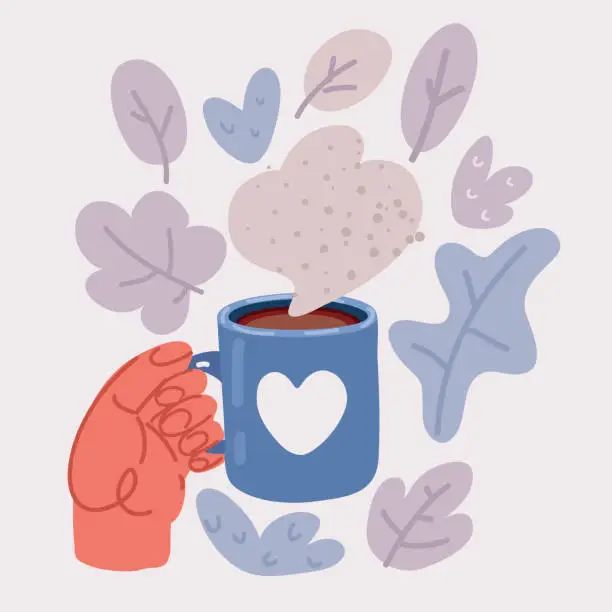 Vector illustration of Vector illustration of hand holding cup