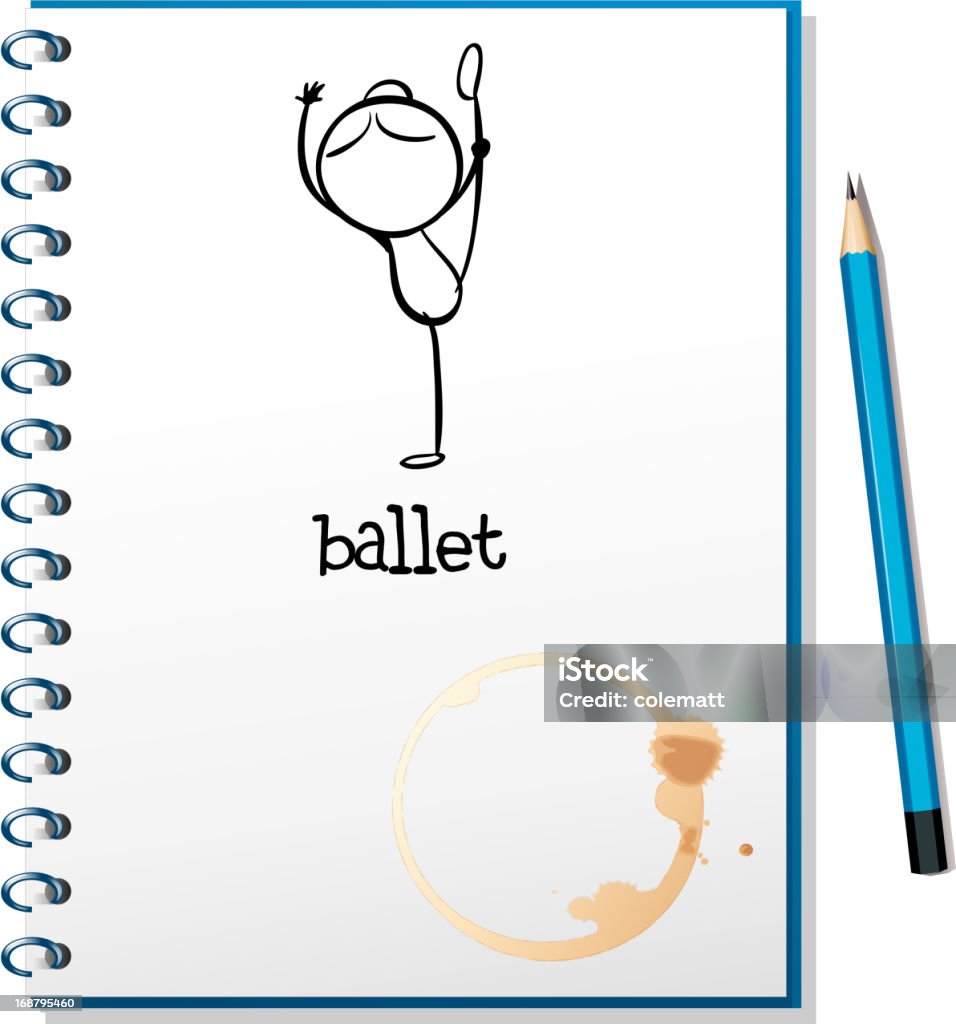 Notebook mit einer Zeichnung von Mädchen Tanzen Ballett - Lizenzfrei Am Rand Vektorgrafik