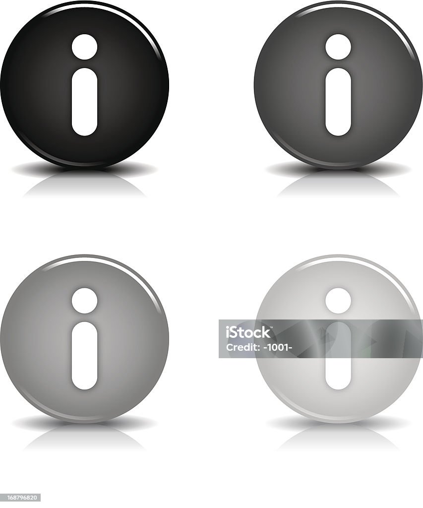 Информационный знак circle icon глянцевый черный отражение на пуговицах shadow серый - Векторная графика Help - английское слово роялти-фри