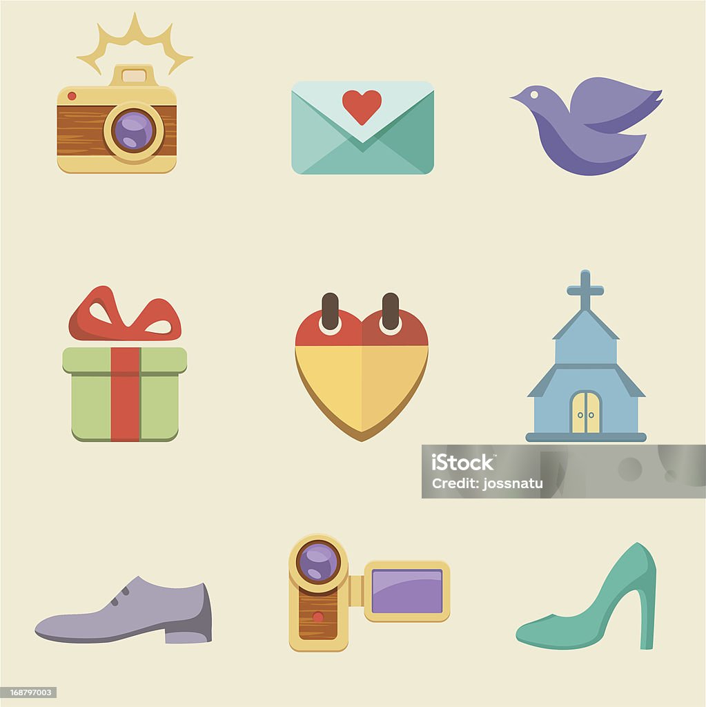 Wedding color icon set Vector illustration of wedding color Bird stock vector