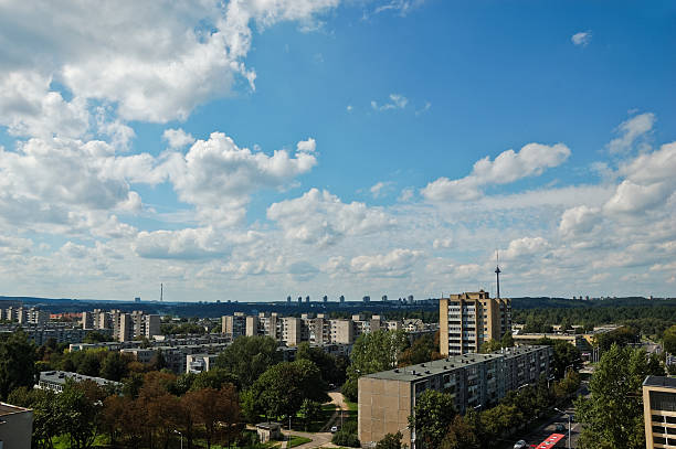 View to plattenbau buildings, residential district.