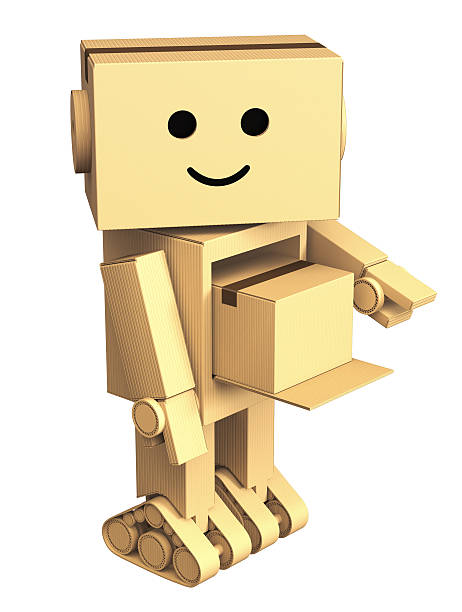 istock Cardboard robot take out cargo from his body 168798169