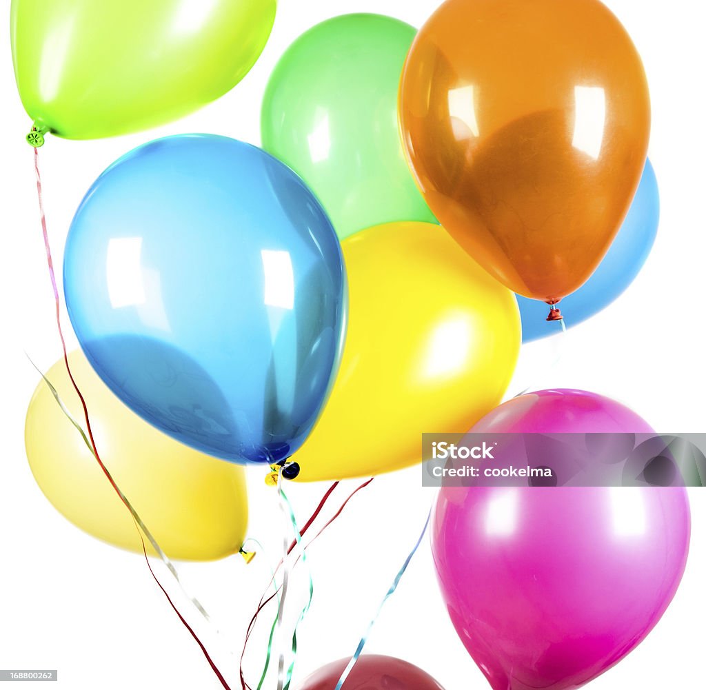 Balões em um fundo branco - Foto de stock de Alegria royalty-free
