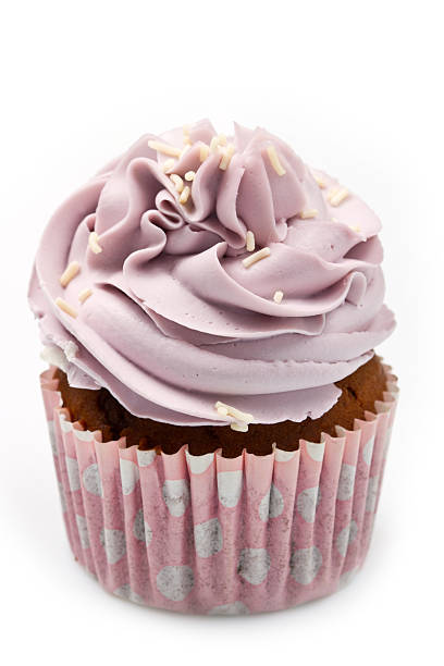 istock Vanilla cupcakes, decorated with lavender-coloured butter cream 168800298