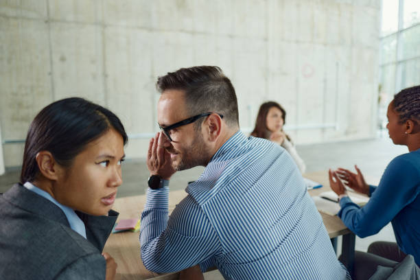 istock Human resource team whispering on a job interview. 1688013489