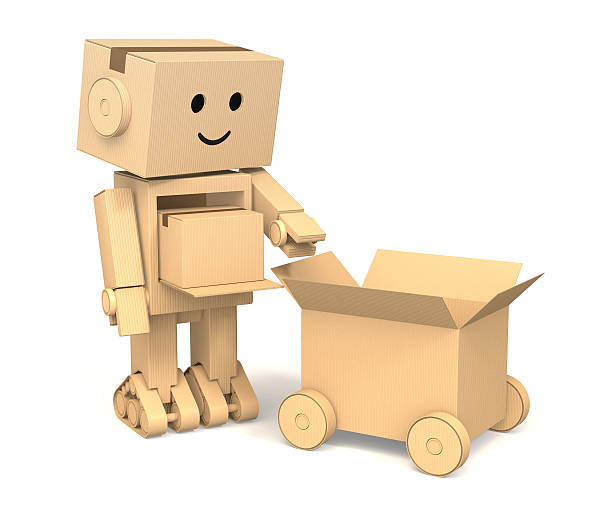 istock Cardboard robot and paper car 168802025