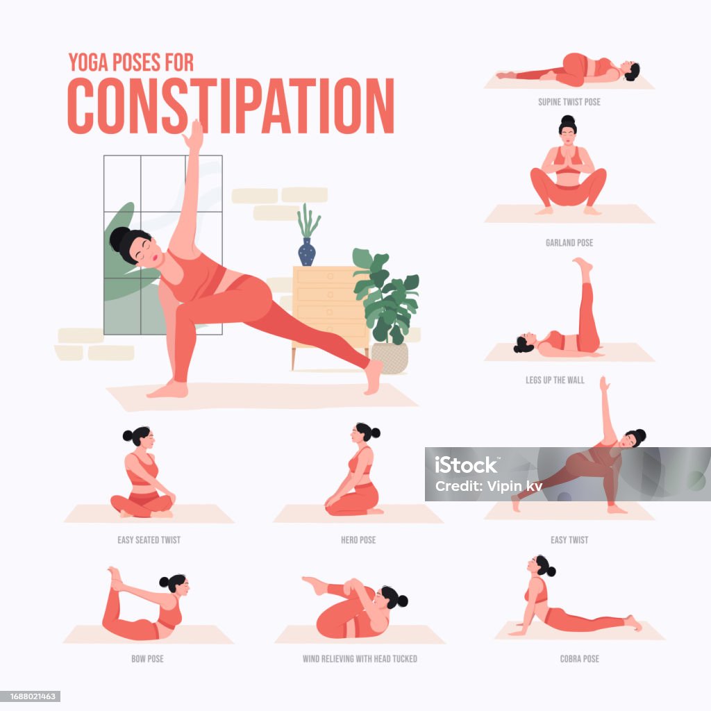 Constipation Hand Out Exercise .pdf Yoga Poses For Constipation Stock Illustration - Download Image Now ...