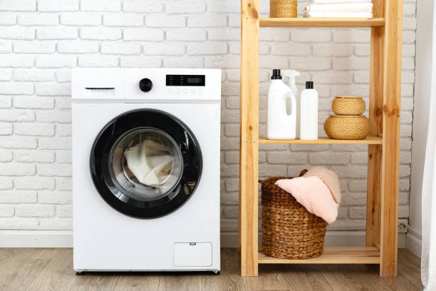 istock Modern white washing machine close up photo 1688028000
