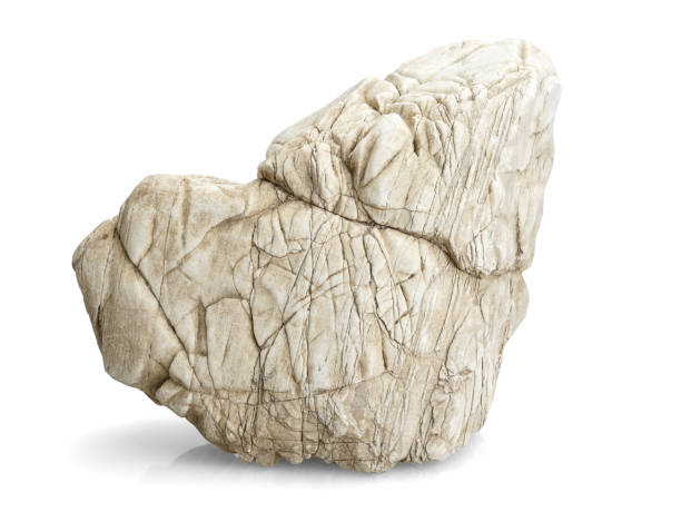 istock Single natural stone on white background, selective focus with shallow depth of field. 1688029706