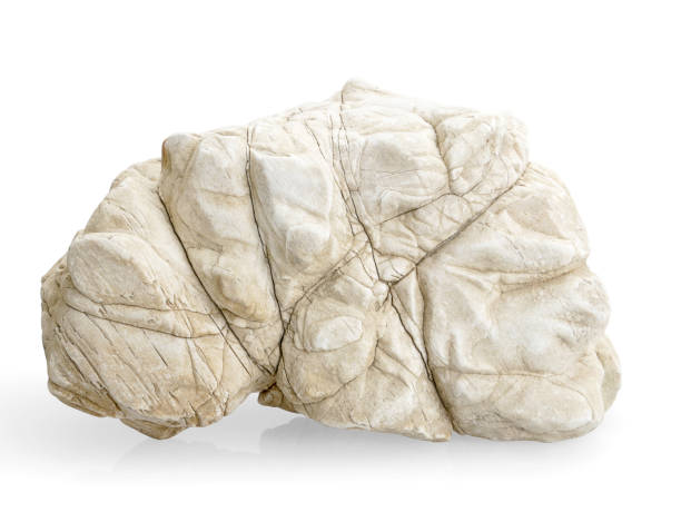 istock Single natural stone on white background, selective focus with shallow depth of field. 1688029709