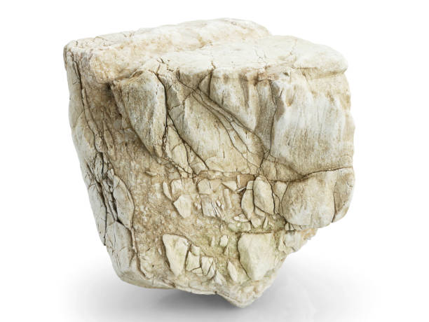 istock Single natural stone on white background, selective focus with shallow depth of field. 1688029710