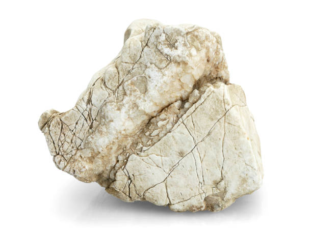 istock Single natural stone on white background, selective focus with shallow depth of field. 1688029713