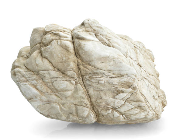 istock Single natural stone on white background, selective focus with shallow depth of field. 1688029715