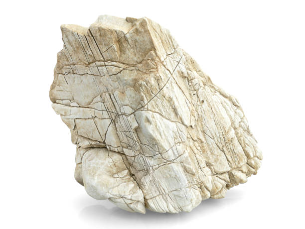 istock Single natural stone on white background, selective focus with shallow depth of field. 1688029717