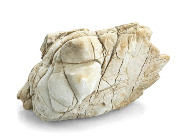 istock Single natural stone on white background, selective focus with shallow depth of field. 1688029719