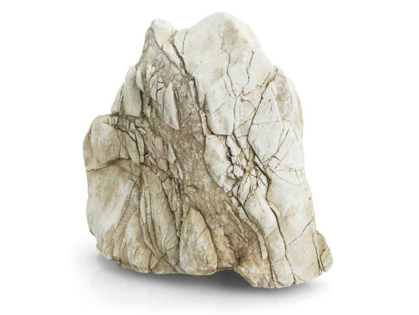 istock Single natural stone on white background, selective focus with shallow depth of field. 1688029721