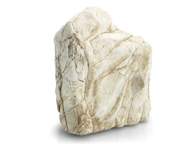 istock Single natural stone on white background, selective focus with shallow depth of field. 1688029729