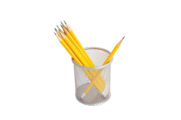 istock Pen holder full of pencils on isolated background 1688057166