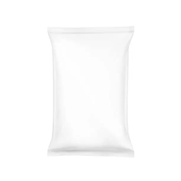Vector illustration of Blank clear pillow bag mockup.