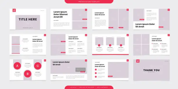 Vector illustration of minimalist presentation templates. corporate booklet use in flyer and leaflet, marketing banner, advertising brochure, annual business report, website slider. White red color company profile vector