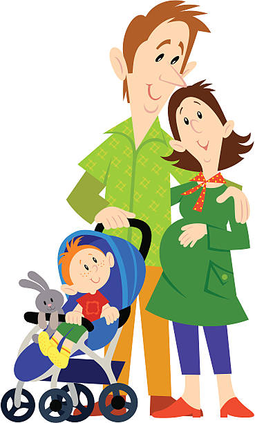 Young family vector art illustration