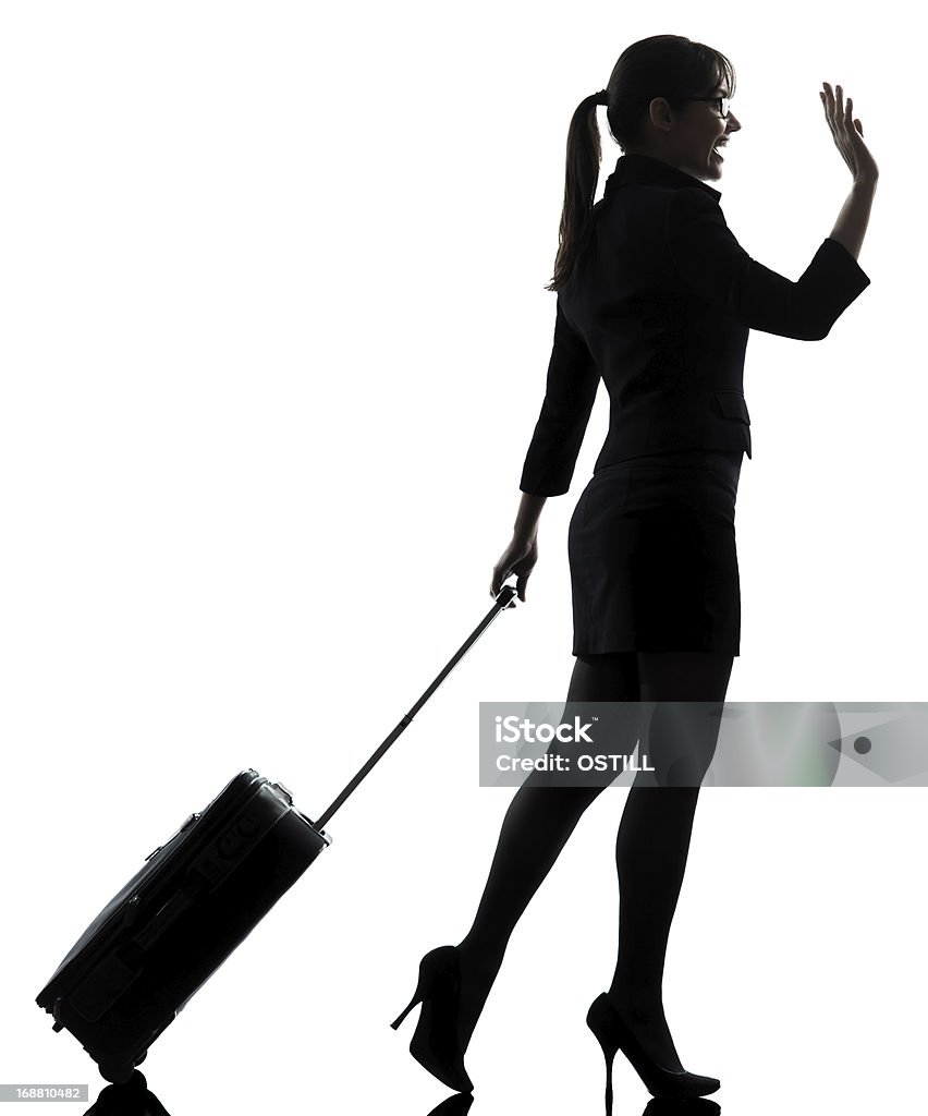 business-Frau auf Reisen Salutieren silhouette - Lizenzfrei Kontur Stock-Foto