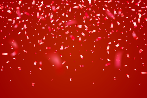 istock Falling red confetti background. Can be used for celebration, Christmas, New Year, Carnival festivity, Valentine’s Day, advertisment event, National Holiday, etc. 1688117923